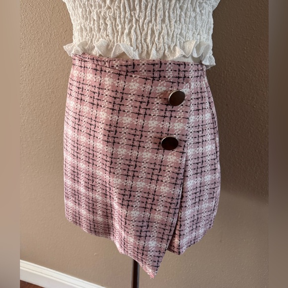 Pink plaid high waisted stylish skort - Picture 12 of 12